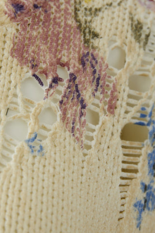 Oui Floral Print Jumper Ivory Pink - MMJs Fashion
