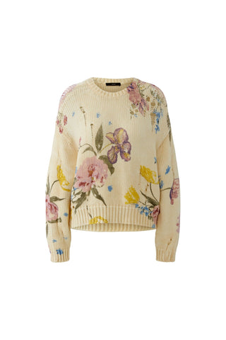 Oui Floral Print Jumper Ivory Pink - MMJs Fashion