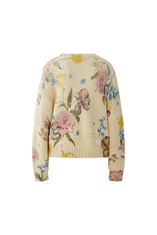 Oui Floral Print Jumper Ivory Pink - MMJs Fashion