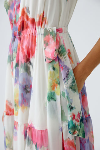 Oui Floral Print Maxi Dress Pink Green - MMJs Fashion