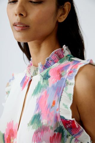 Oui Floral Print Maxi Dress Pink Green - MMJs Fashion