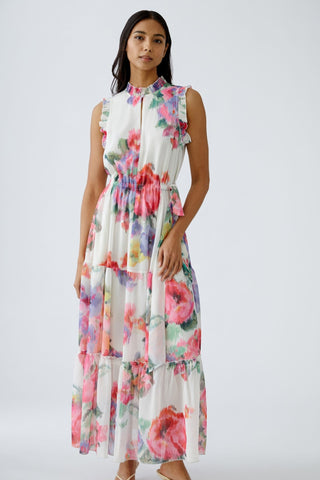 Oui Floral Print Maxi Dress Pink Green - MMJs Fashion