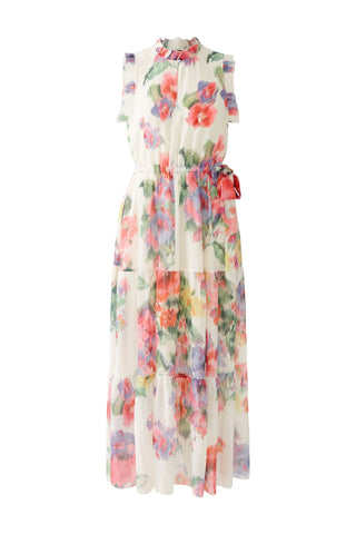 Oui Floral Print Maxi Dress Pink Green - MMJs Fashion