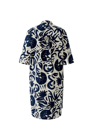 Oui Floral Print Midi Dress Blue White - MMJs Fashion