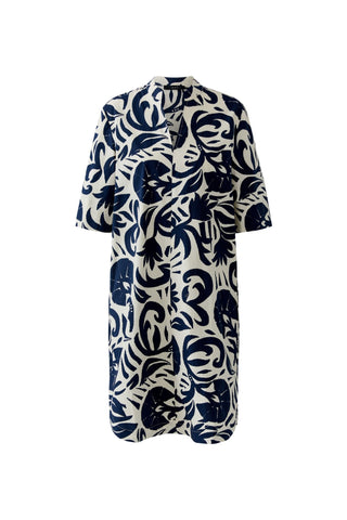 Oui Floral Print Midi Dress Blue White - MMJs Fashion