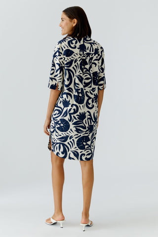 Oui Floral Print Midi Dress Blue White - MMJs Fashion