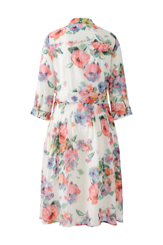 Oui Floral Print Midi Dress Pink Green - MMJs Fashion