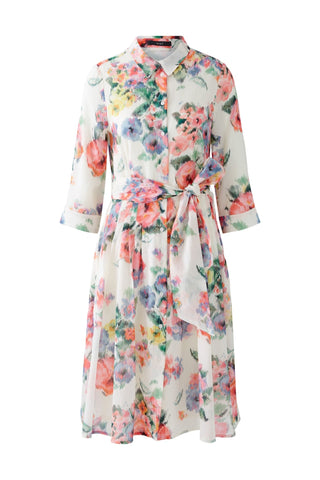 Oui Floral Print Midi Dress Pink Green - MMJs Fashion