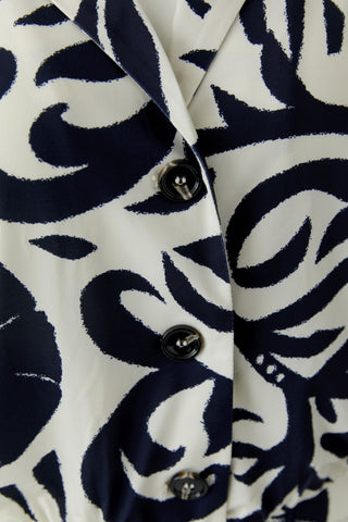 Oui Floral Print Overall Blue White - MMJs Fashion