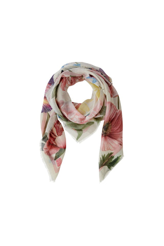 Oui Floral Print Scarf Pink Ivory - MMJs Fashion