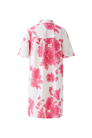 Oui Floral Print Short Sleeve Dress Pink White - MMJs Fashion