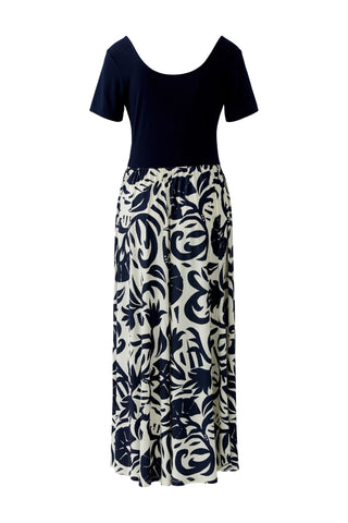 Oui Floral Print Silky Feel Dress Blue White - MMJs Fashion