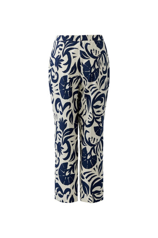 Oui Floral Print Trousers Blue White - MMJs Fashion