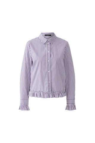 Oui Frill Trim Striped Blouse Violet White - MMJs Fashion