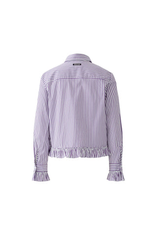 Oui Frill Trim Striped Blouse Violet White - MMJs Fashion