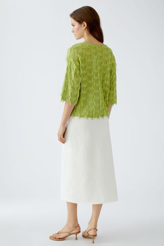 Oui Fringed Knit Jumper Pea Green - MMJs Fashion