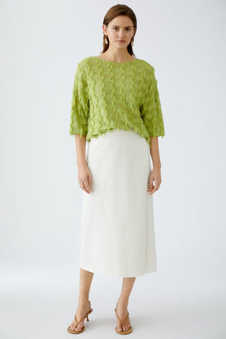 Oui Fringed Knit Jumper Pea Green - MMJs Fashion