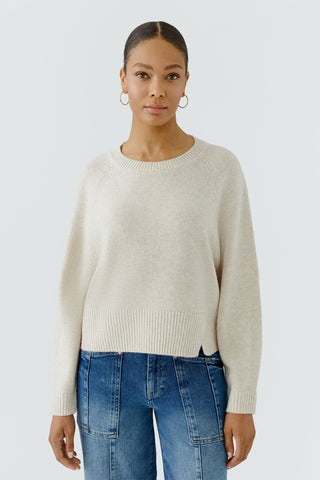 Oui Hem Slit Jumper Beige Melange - MMJs Fashion