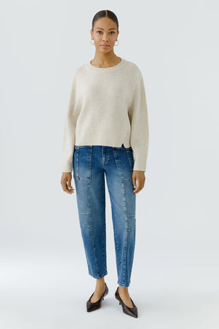 Oui Hem Slit Jumper Beige Melange - MMJs Fashion