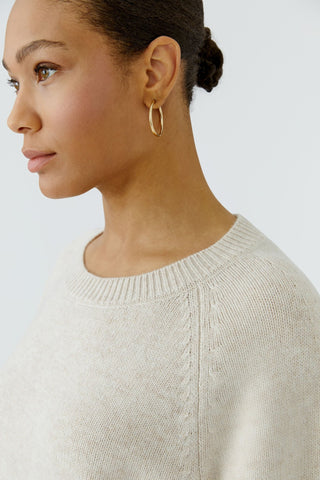 Oui Hem Slit Jumper Beige Melange - MMJs Fashion