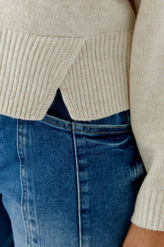 Oui Hem Slit Jumper Beige Melange - MMJs Fashion