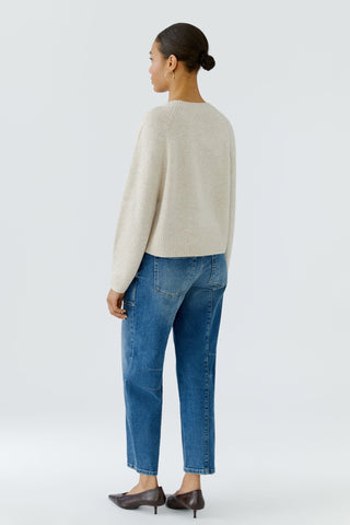 Oui Hem Slit Jumper Beige Melange - MMJs Fashion