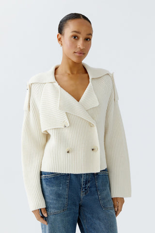 Oui Jacket Style Cardigan Ivory - MMJs Fashion