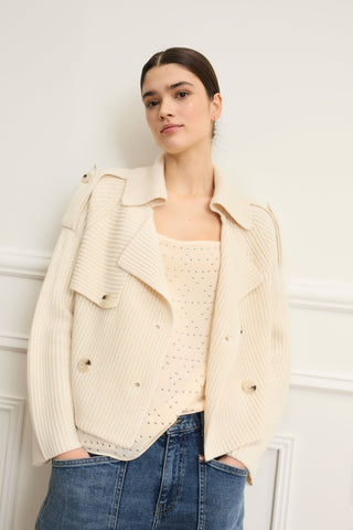 Oui Jacket Style Cardigan Ivory - MMJs Fashion