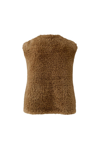 Oui Knitted Faux Fur Gilet Brown - MMJs Fashion