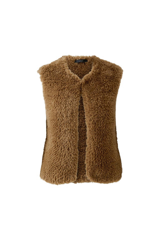 Oui Knitted Faux Fur Gilet Brown - MMJs Fashion