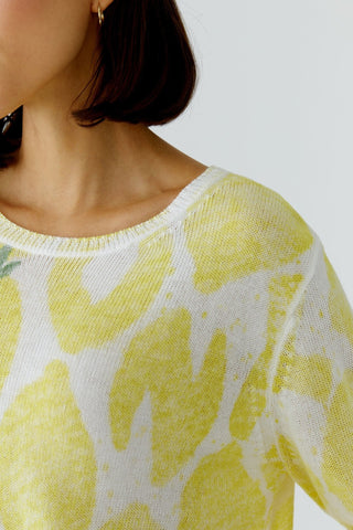 Oui Lemon Pattern Jumper Yellow White - MMJs Fashion