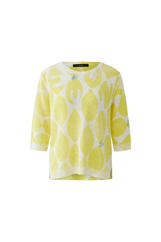 Oui Lemon Pattern Jumper Yellow White - MMJs Fashion