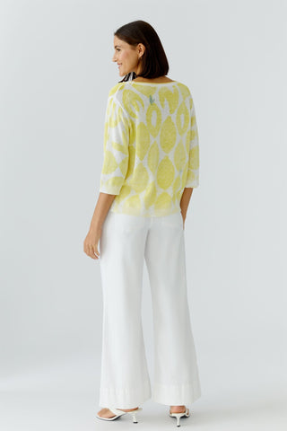 Oui Lemon Pattern Jumper Yellow White - MMJs Fashion
