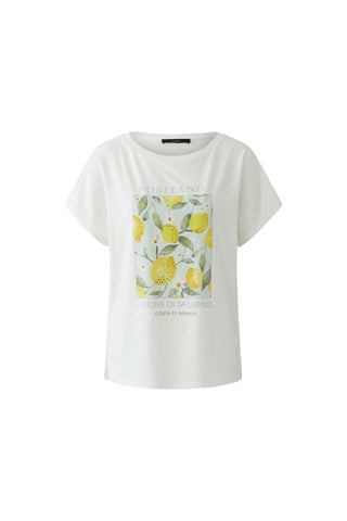 Oui Lemon Placement Print Top White Yellow - MMJs Fashion
