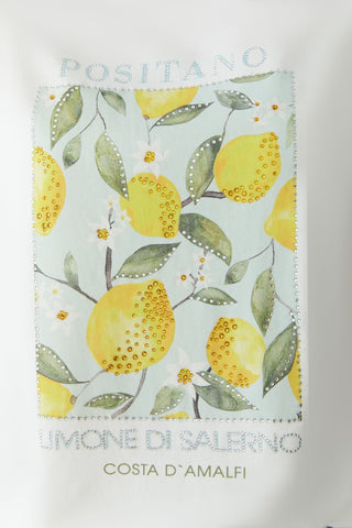 Oui Lemon Placement Print Top White Yellow - MMJs Fashion