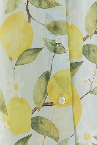 Oui Lemon Print Blouse Yellow Green - MMJs Fashion