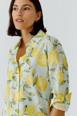 Oui Lemon Print Blouse Yellow Green - MMJs Fashion