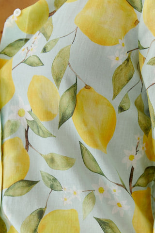 Oui Lemon Print Blouse Yellow Green - MMJs Fashion