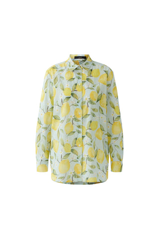 Oui Lemon Print Blouse Yellow Green - MMJs Fashion