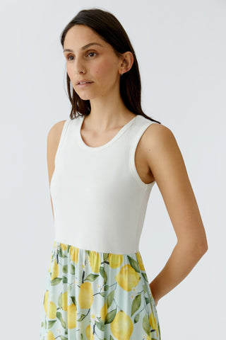 Oui Lemon Print Midi Dress Yellow Green - MMJs Fashion