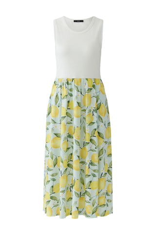 Oui Lemon Print Midi Dress Yellow Green - MMJs Fashion