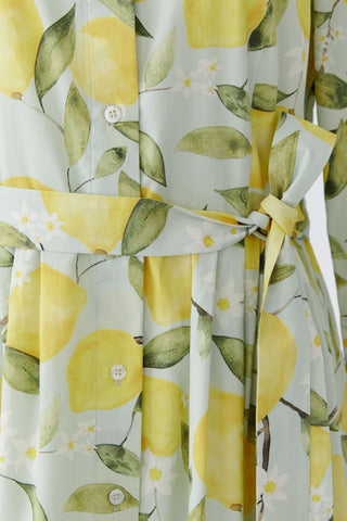 Oui Lemon Print Shirt Dress Yellow Green - MMJs Fashion