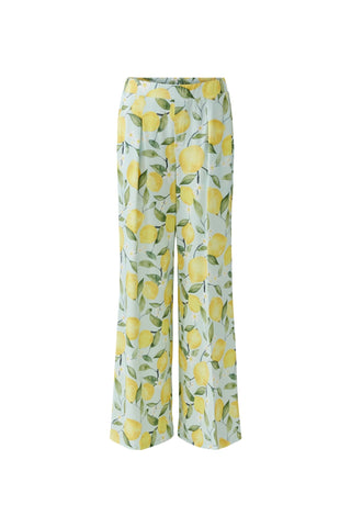 Oui Lemon Print Silky Touch Trousers Yellow - MMJs Fashion