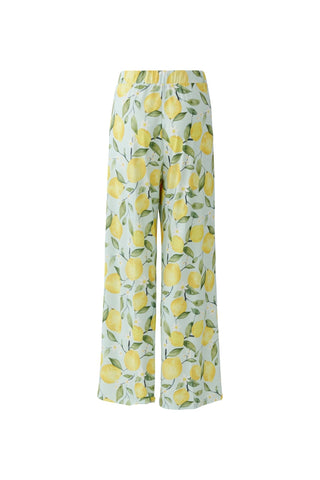 Oui Lemon Print Silky Touch Trousers Yellow - MMJs Fashion