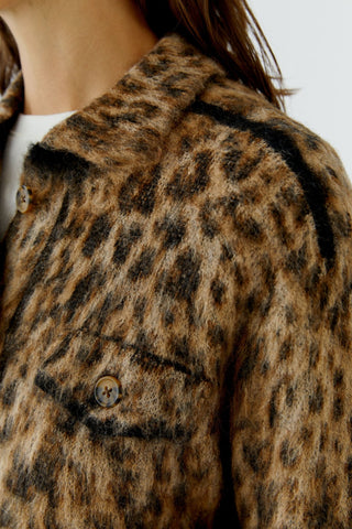 Oui Leopard Print Cardigan Brown Grey - MMJs Fashion