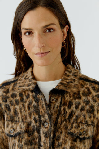 Oui Leopard Print Cardigan Brown Grey - MMJs Fashion