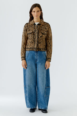 Oui Leopard Print Cardigan Brown Grey - MMJs Fashion