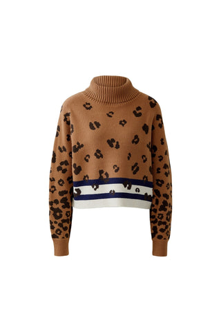 Oui Leopard Print Jumper Brown Navy - MMJs Fashion