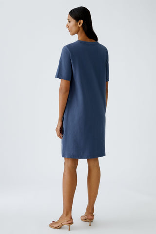 Oui Linen Cotton Midi Dress Blue - MMJs Fashion
