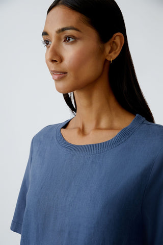 Oui Linen Cotton Midi Dress Blue - MMJs Fashion
